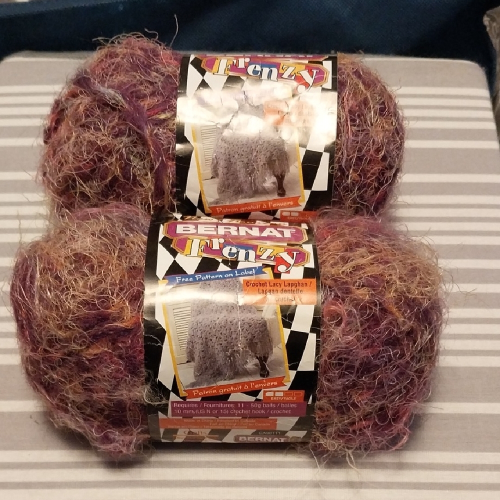 Bernat Frenzy Purple and Brown Yarn